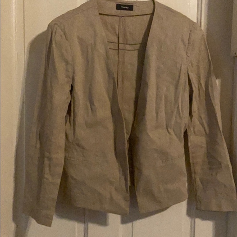 Theory Neutral Beige Open-Front Blazer